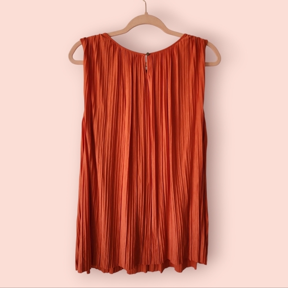 NWT Sundance | Katie Pleated Tank Top Size S Orange Flowy - Picture 7 of 8